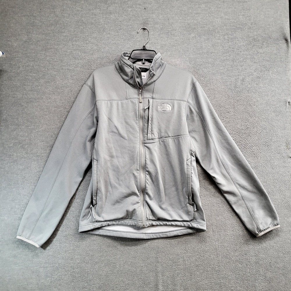 The North Face Men‎ Sweatshirt Medium Gray Full Zip Embroidered Mock Neck